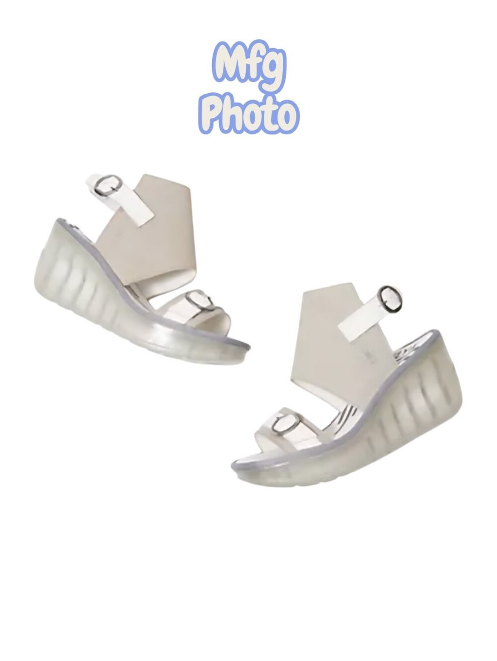 FLY London Jeno Leather Ankle Strap Transparent Wedges, Womens 37 EU (6.5-7 US)